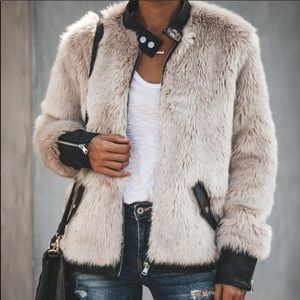 VICI Vanity faux fur leather trimmed jacket